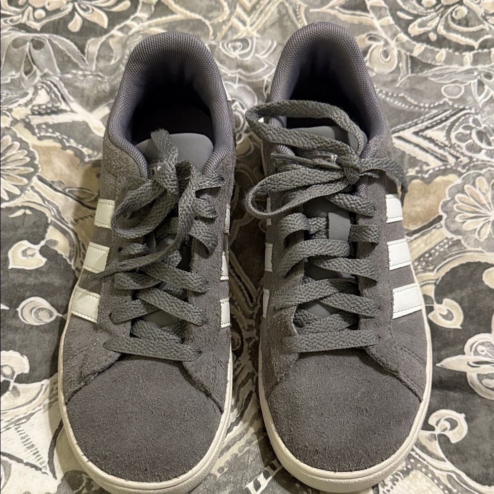 Adidas Boy's Gray and White Sneakers